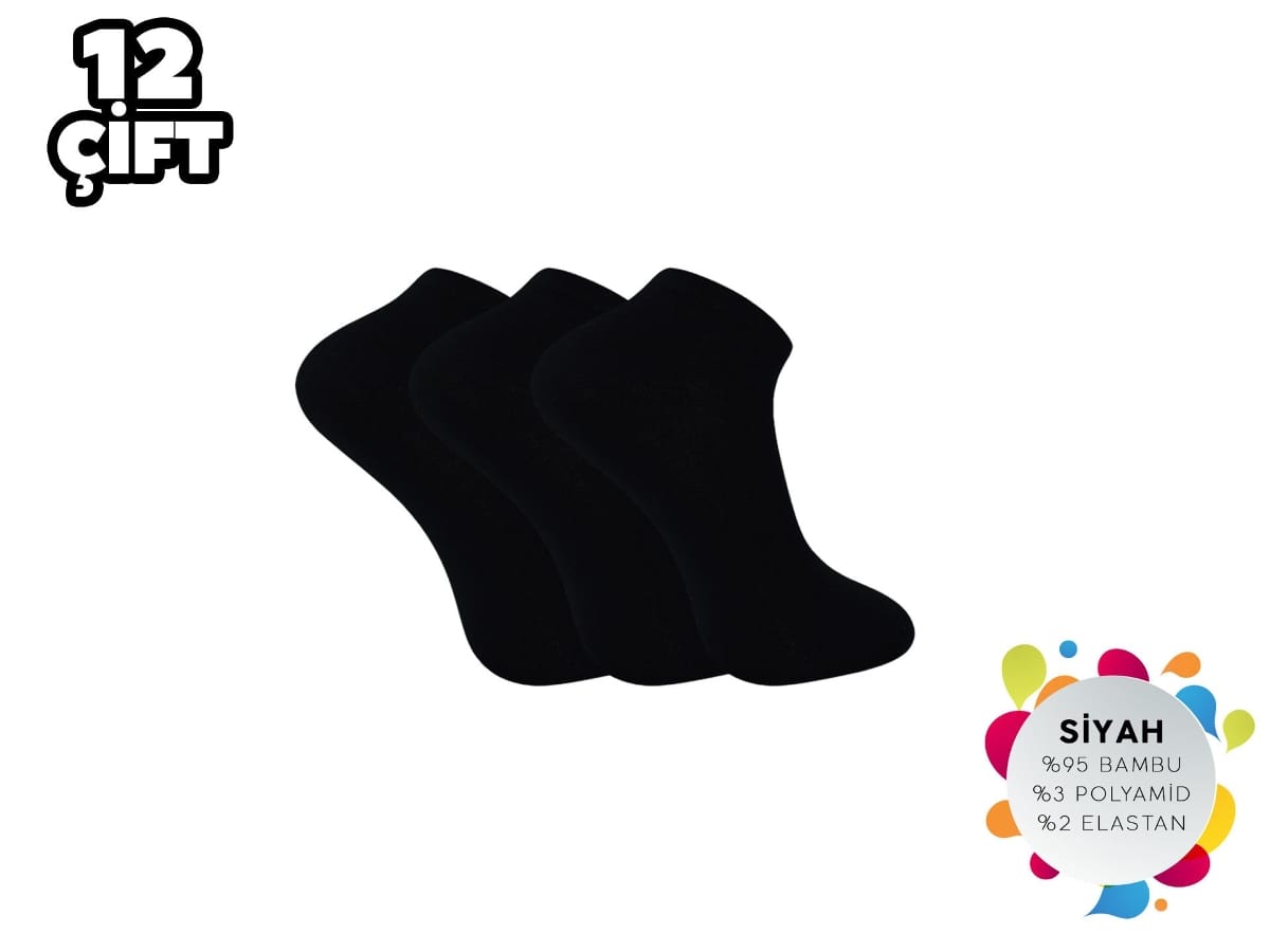 Dikişsiz Antibakteriyel Pamuklu Patik Çorap Seti Şirin 7035 - Siyah