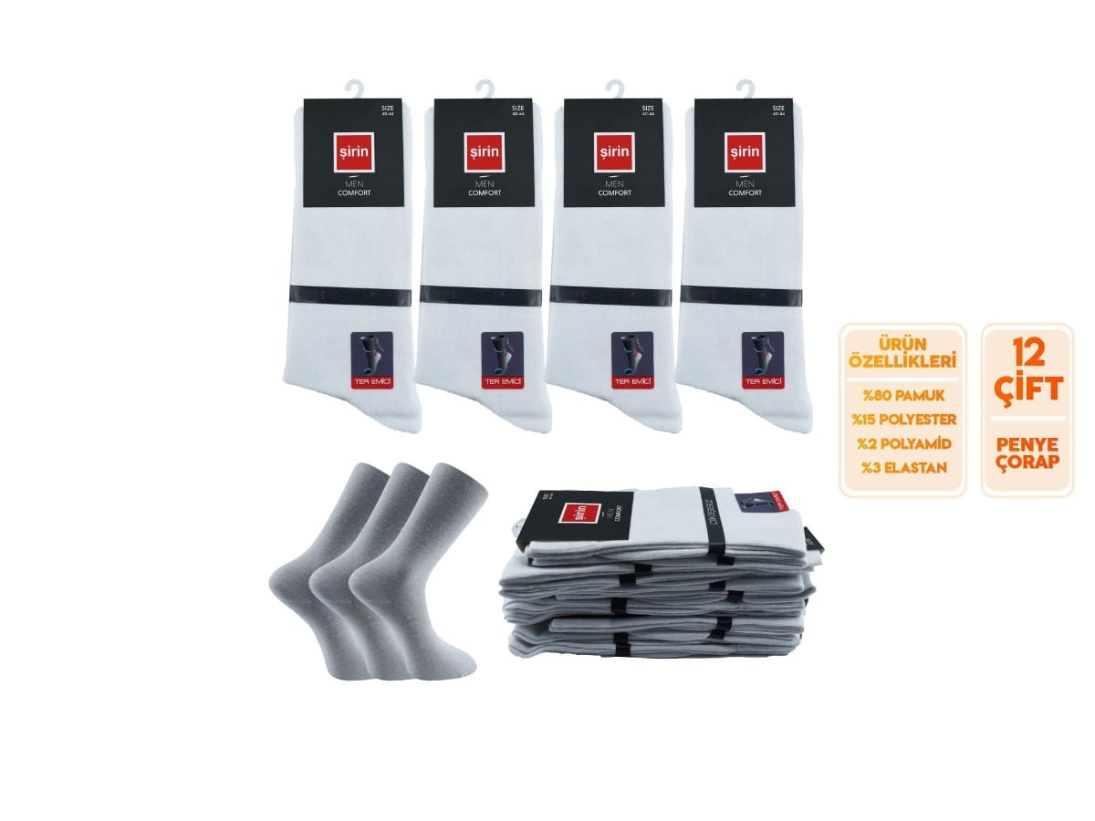Dikişsiz Pamuklu Ter Emici Erkek Soket Çorap Şirin 7280 - Düz Beyaz