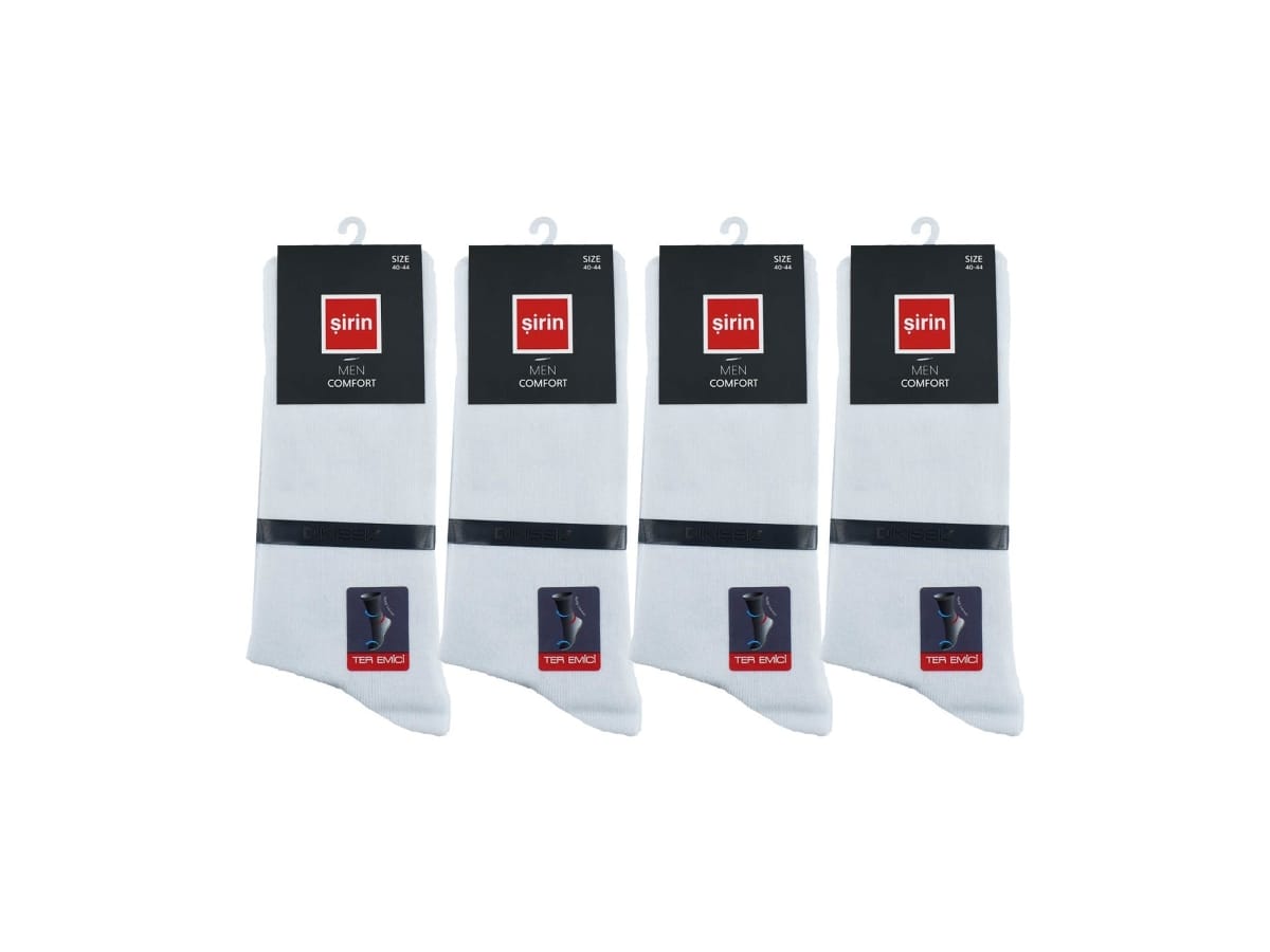Dikişsiz Pamuklu Ter Emici Erkek Soket Çorap Şirin 7280 - Düz Beyaz