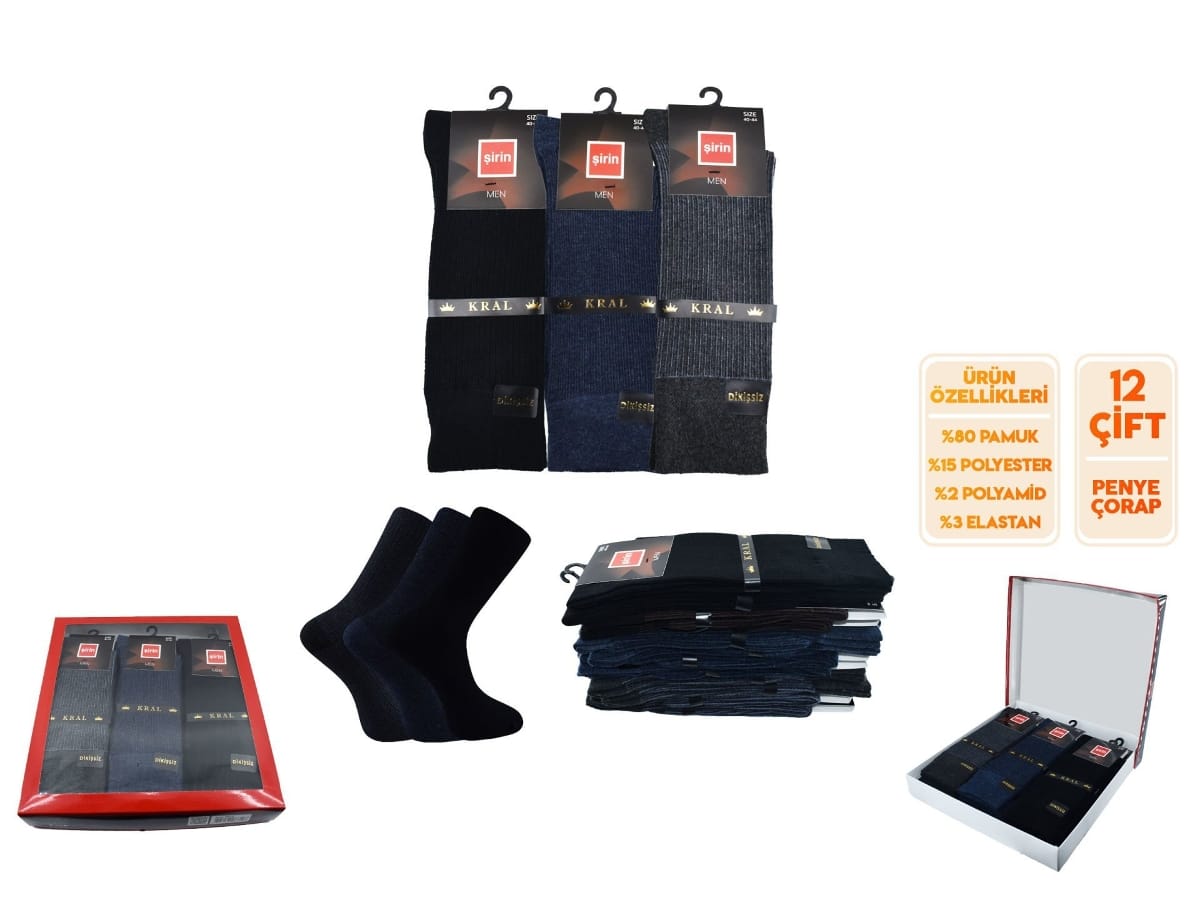Pamuklu Likralı Erkek Çorap Seti Şirin 8610 - Asorti