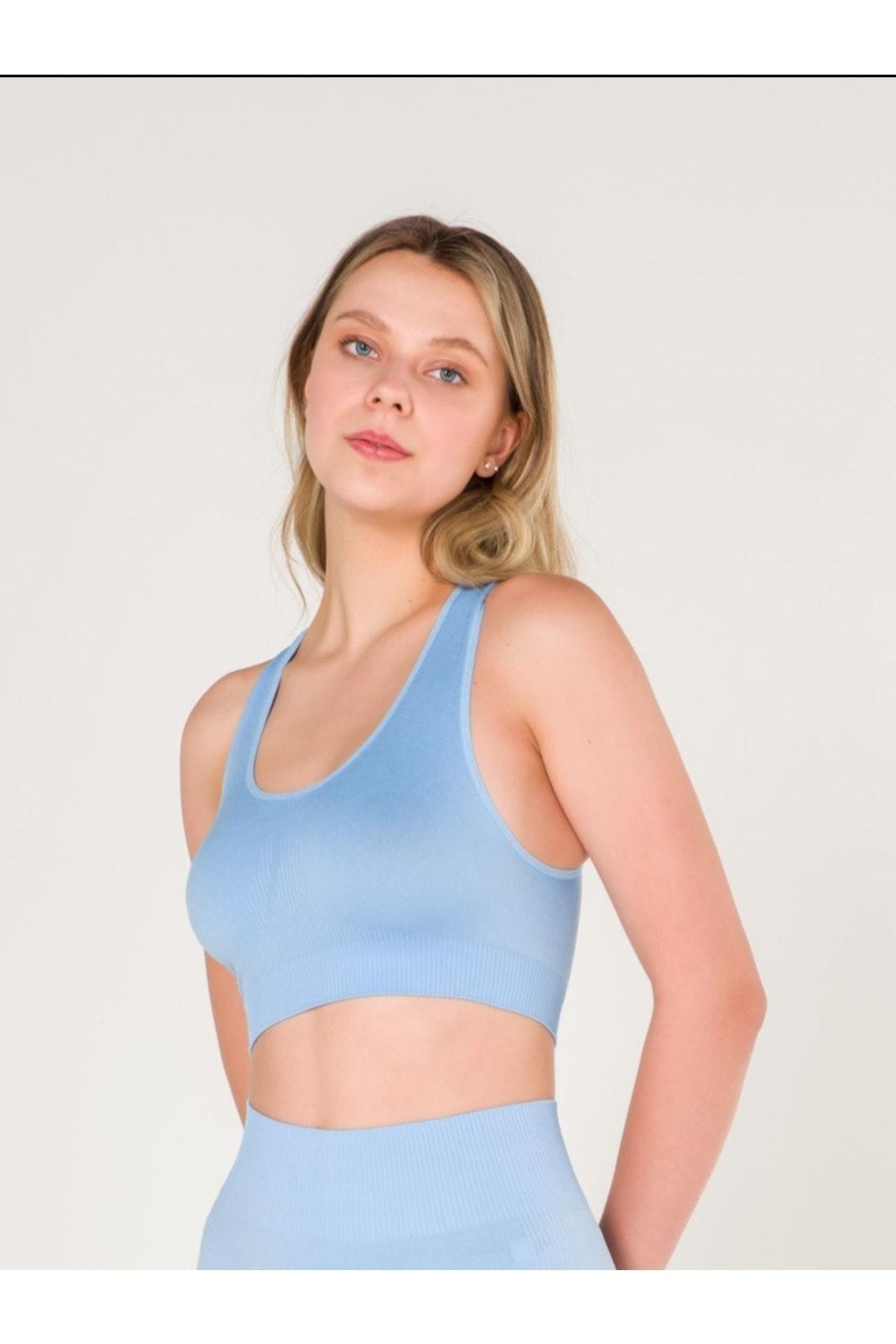 Dikişsiz Sporcu Sütyeni Sırtı Çapraz Askılı FormActive 1610 - Mavi