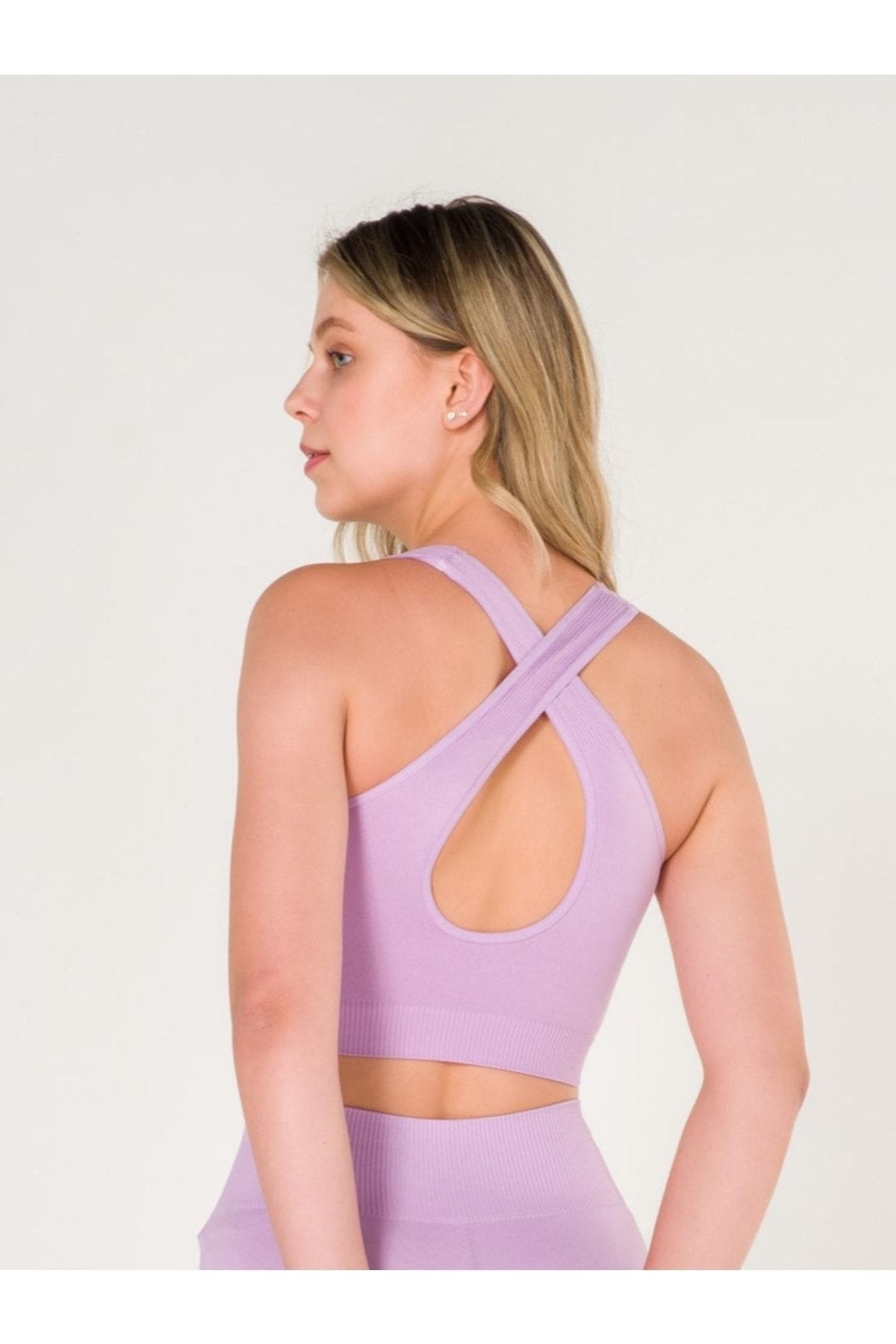 Dikişsiz Sporcu Sütyeni Sırtı Çapraz Askılı FormActive 1610 - Lila