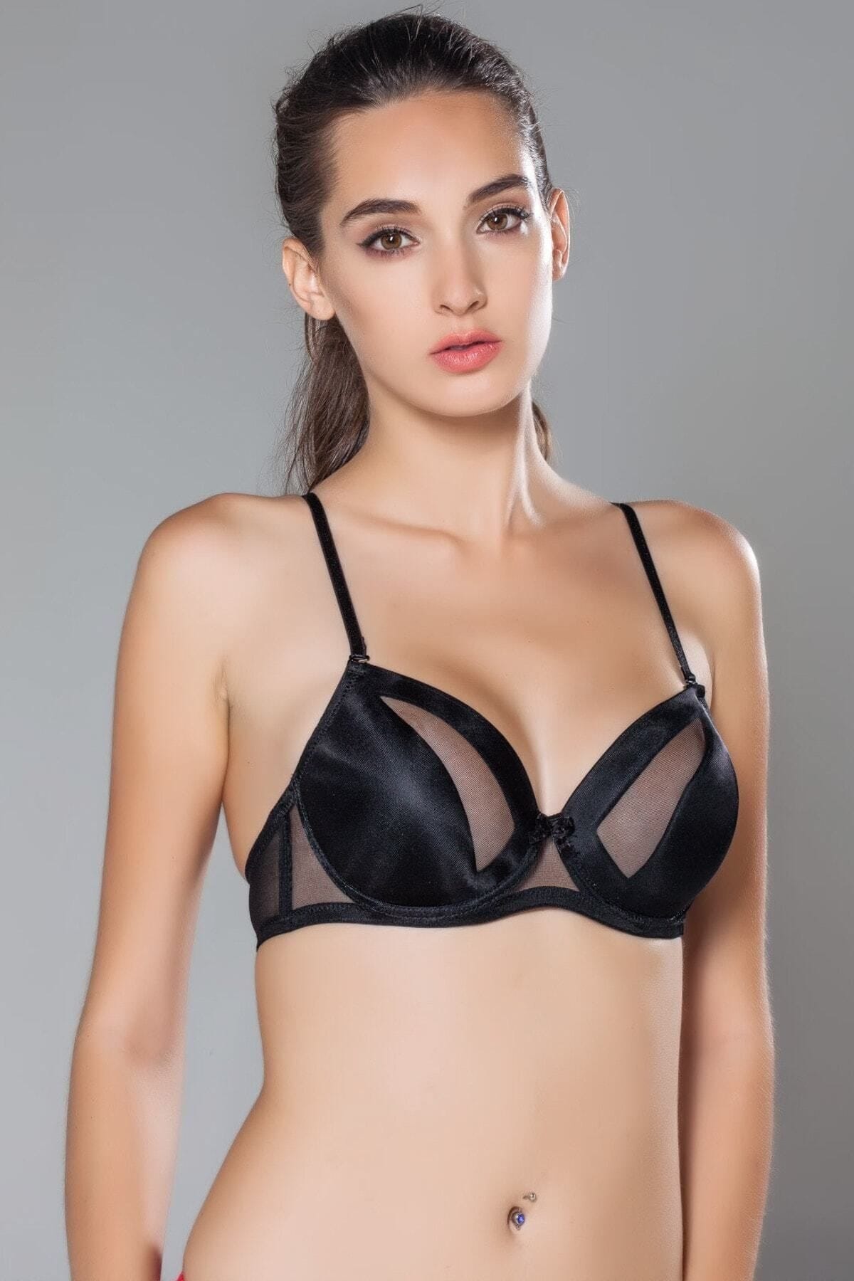 Siyah Dantel Detaylı Transparan Sütyen Külot Takım Moonlight 2140 - Siyah