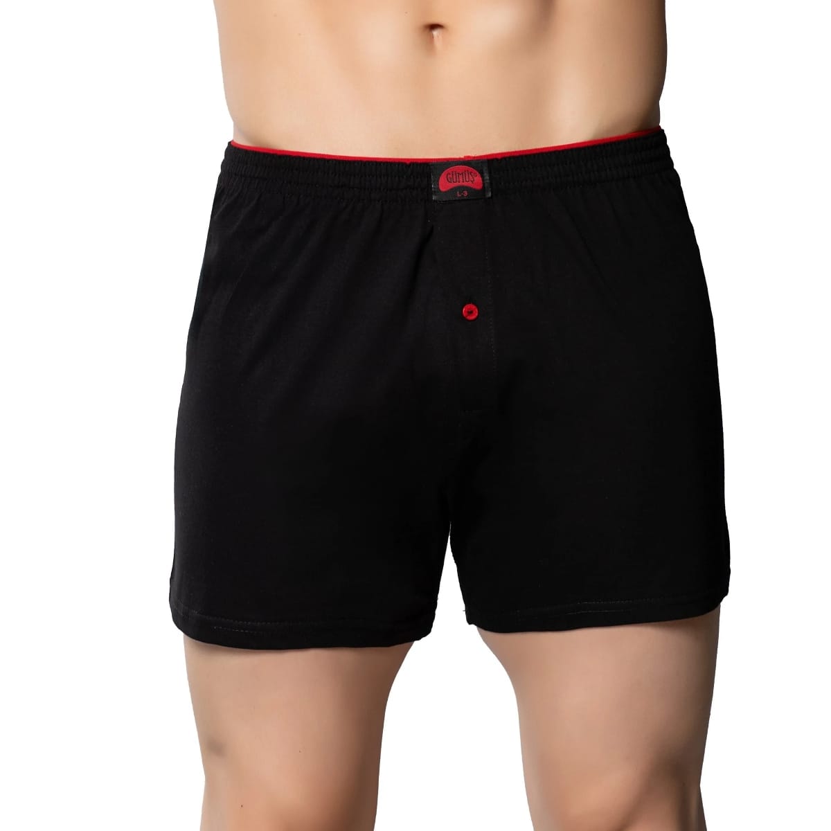 Siyah Havlu Bel Pamuklu Erkek Boxer Gümüş 4020 - Siyah