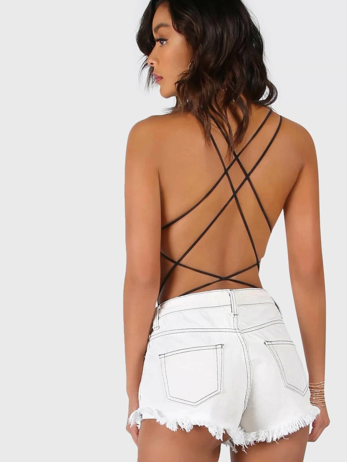Siyah Dantel İpli Fantezi Body SHE 2104 - Siyah