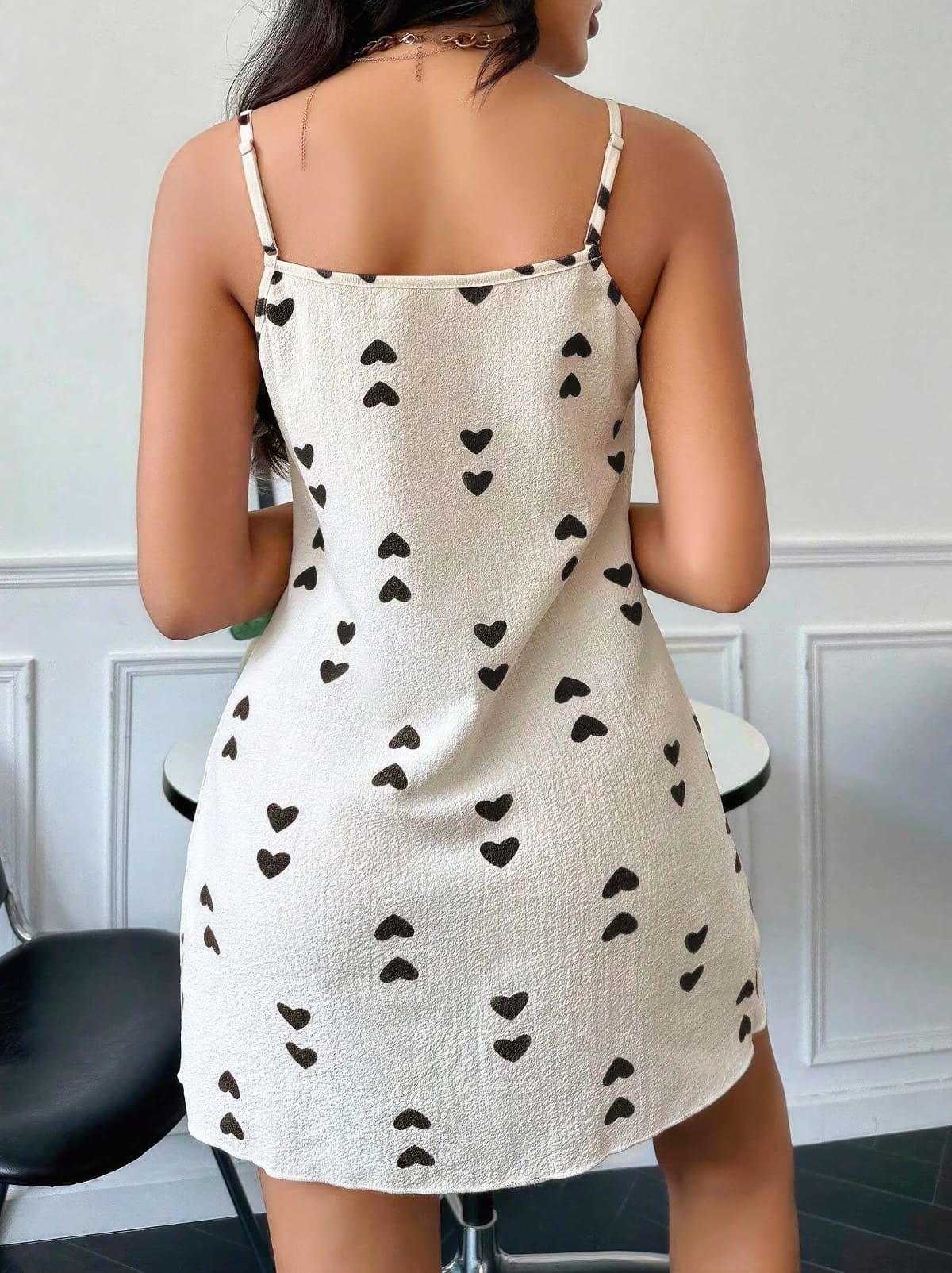 Kalp Desenli Askılı Beyaz Gecelik Lily Bianca 13031 - Beyaz