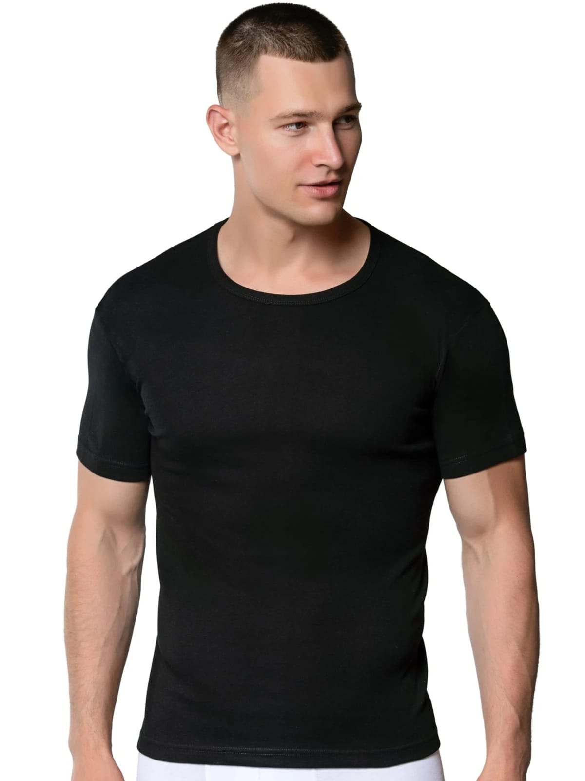 Siyah Kısa Kollu Pamuklu Erkek Atlet Fanila Gümüş 4050 - Siyah