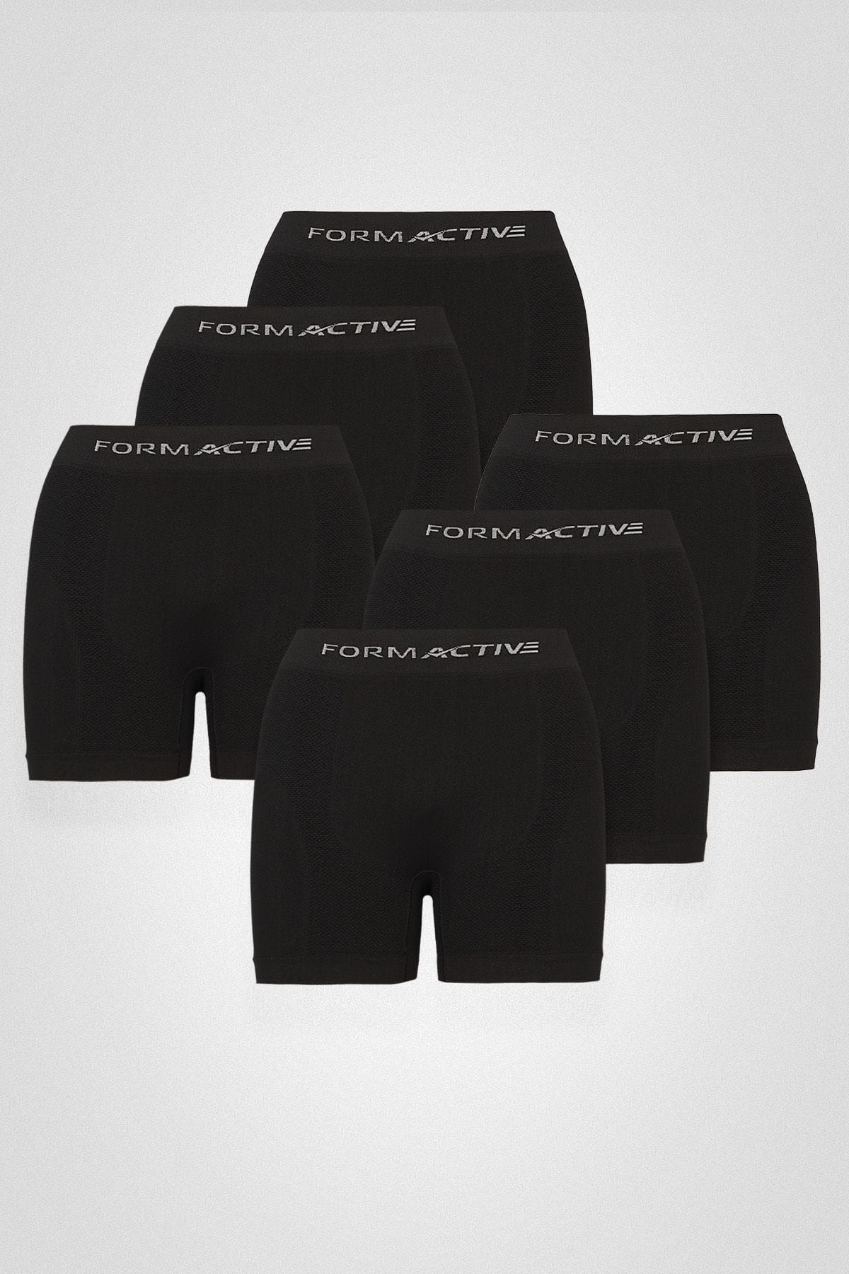 Mikrofiber Likralı Esnek Erkek Boxer 6'lı Set FormActive 4400 - Siyah