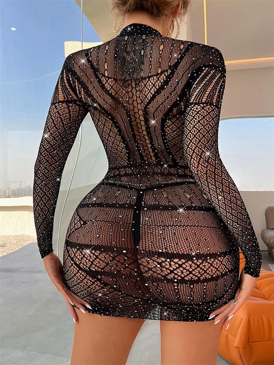 Somon File Desenli Mini Vücut Çorabı Miss Feliz 1029 - Siyah