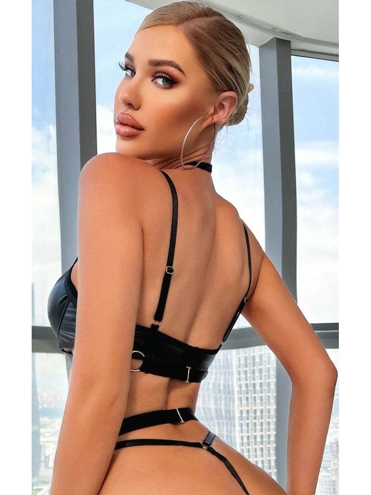 Zincir Detaylı Jartiyerli İç Çamaşır Takımı Loomerie 525 - Siyah