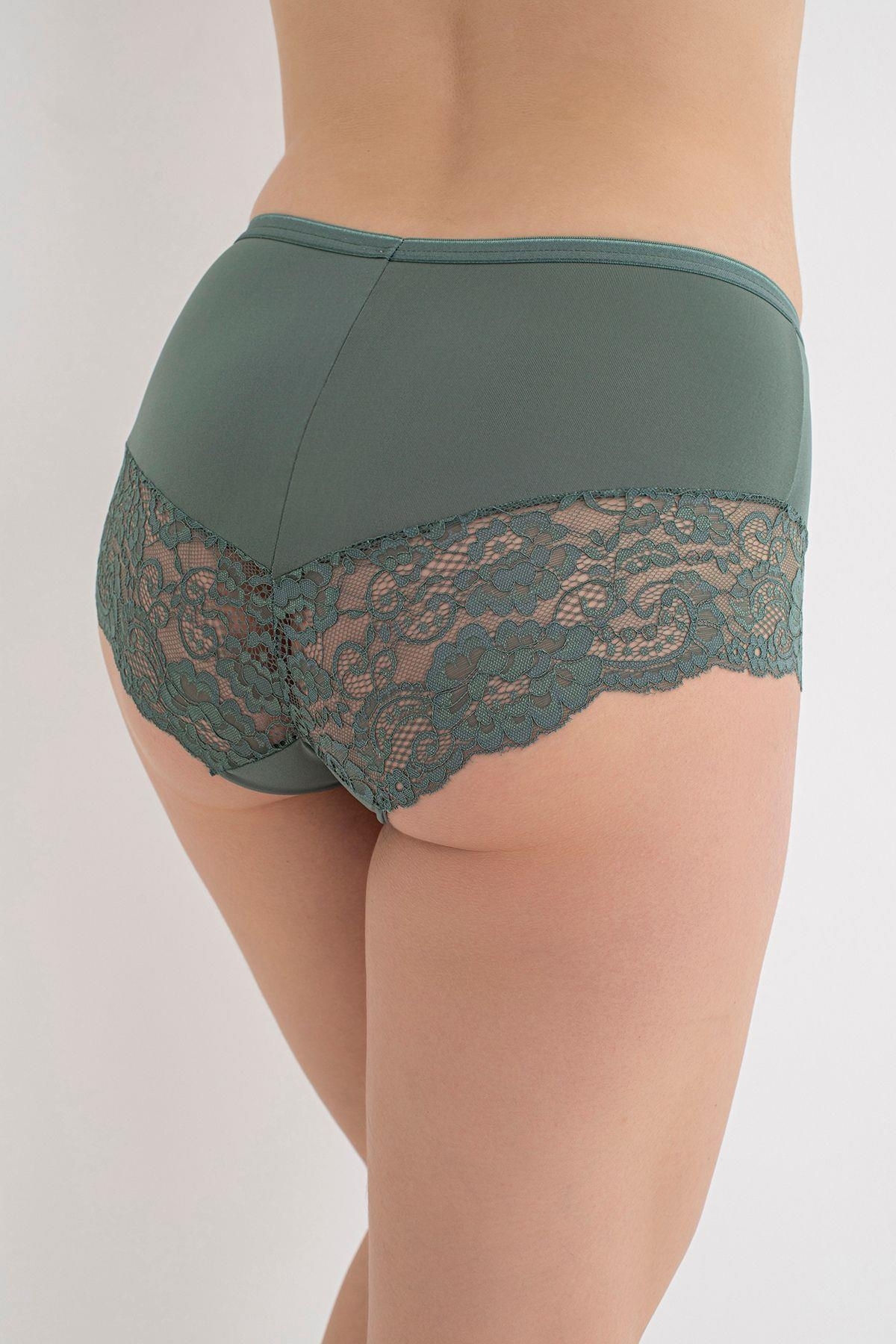 Geniş Dantel Detaylı Yüksek Bel Külot G-Box 912 - Yeşil