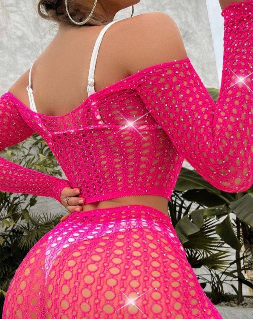 File Desenli Esnek Vücut Çorabı Real Passione 31023 - Fuşya