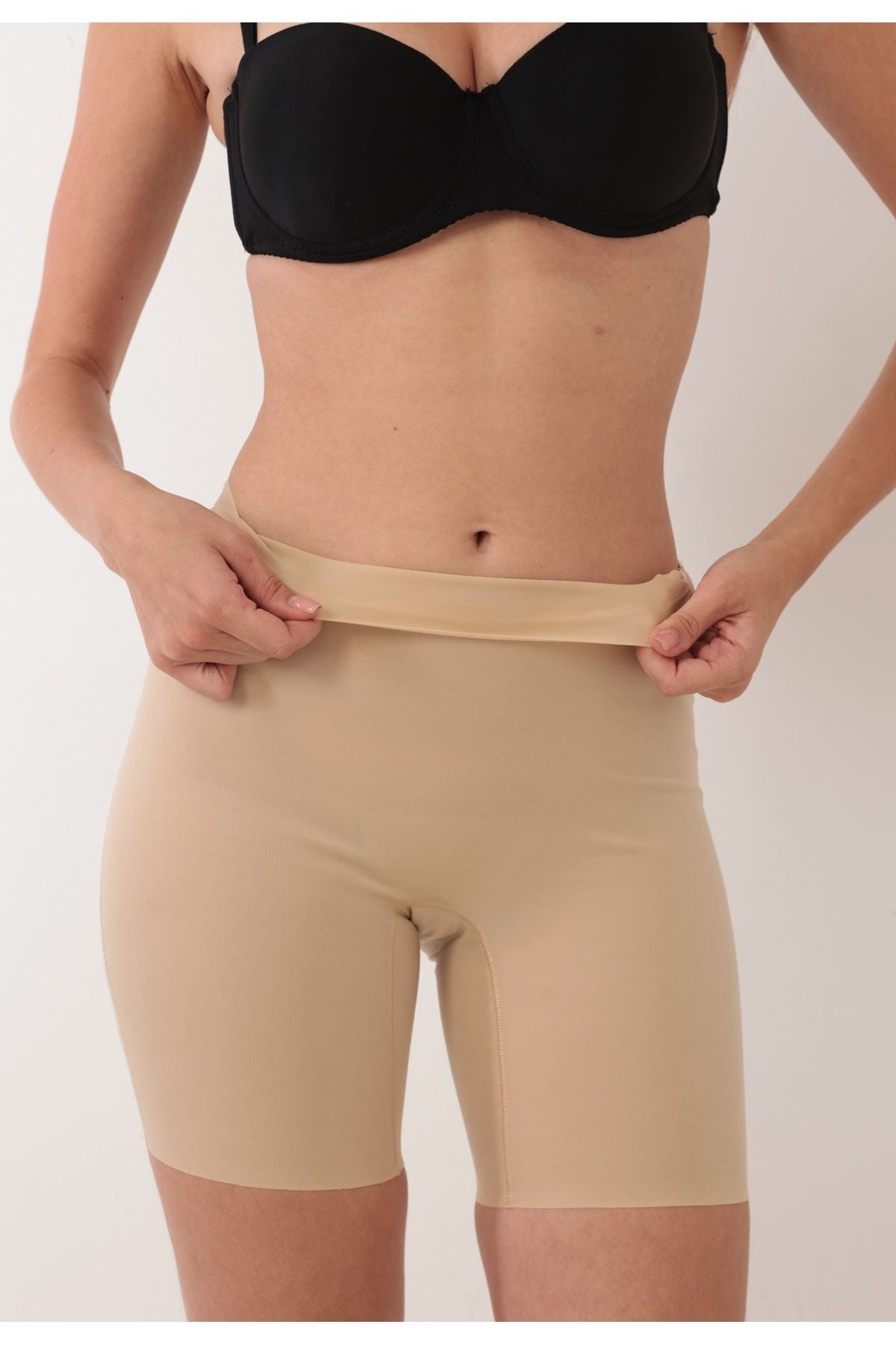 Paçalı Lazer Kesim Kadın Korse Yüksek Bel Sistina 733 - Ten