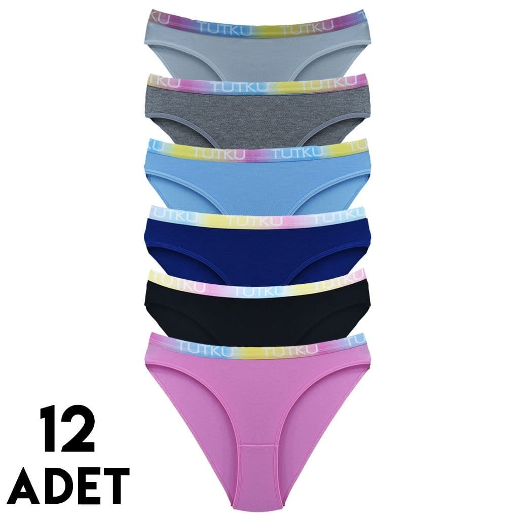 Yüksek Bel Destekli Bikini Külot Mor Tutku 0579 - Karışık Renk