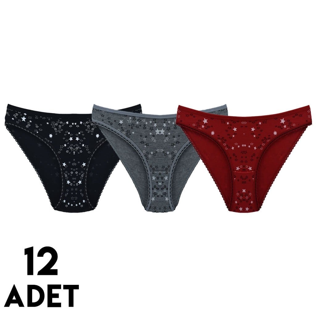 Yüksek Bel Destekli Kadın Bikini Külot Mor Tutku 0587 - Karışık Renk