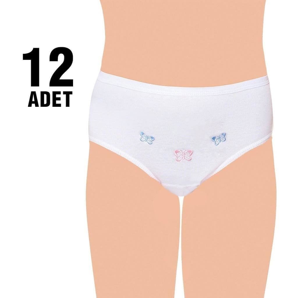 Tutku Pamuklu Ince Bel İşlemeli Kız Çocuk Slip Külot 12'li Tutku 821