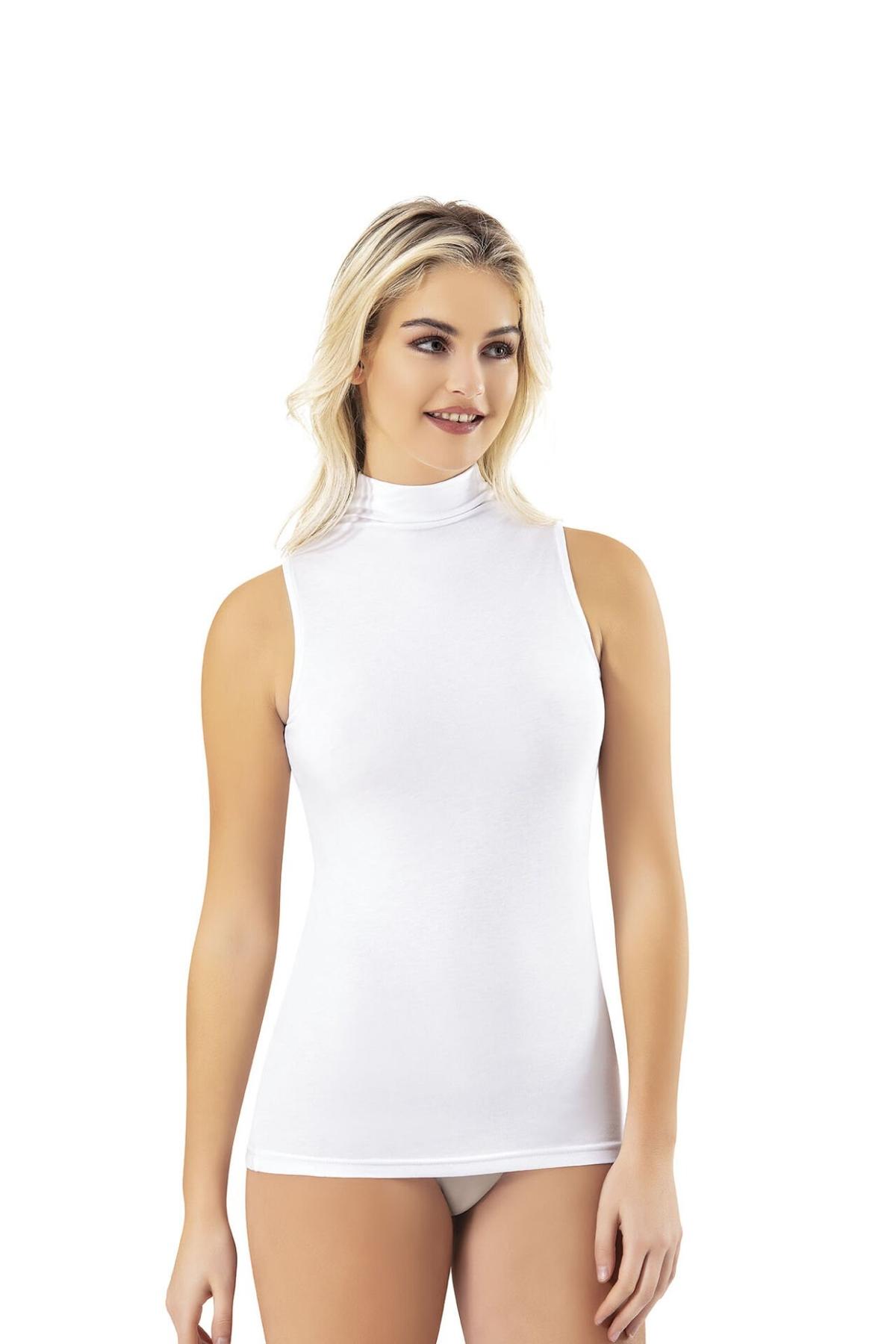 Pamuklu Nefes Alan Kadın Atlet Tutku 2204 - Beyaz