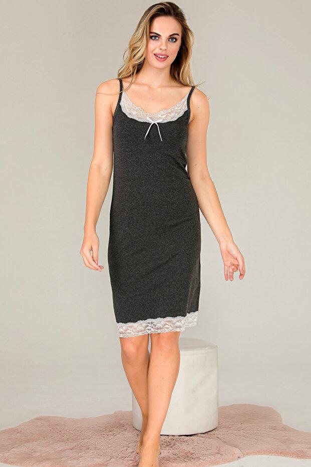 Lady İnce Askılı Dantel Detaylı Kadın Gecelik Lady 5535 - Görsel 2