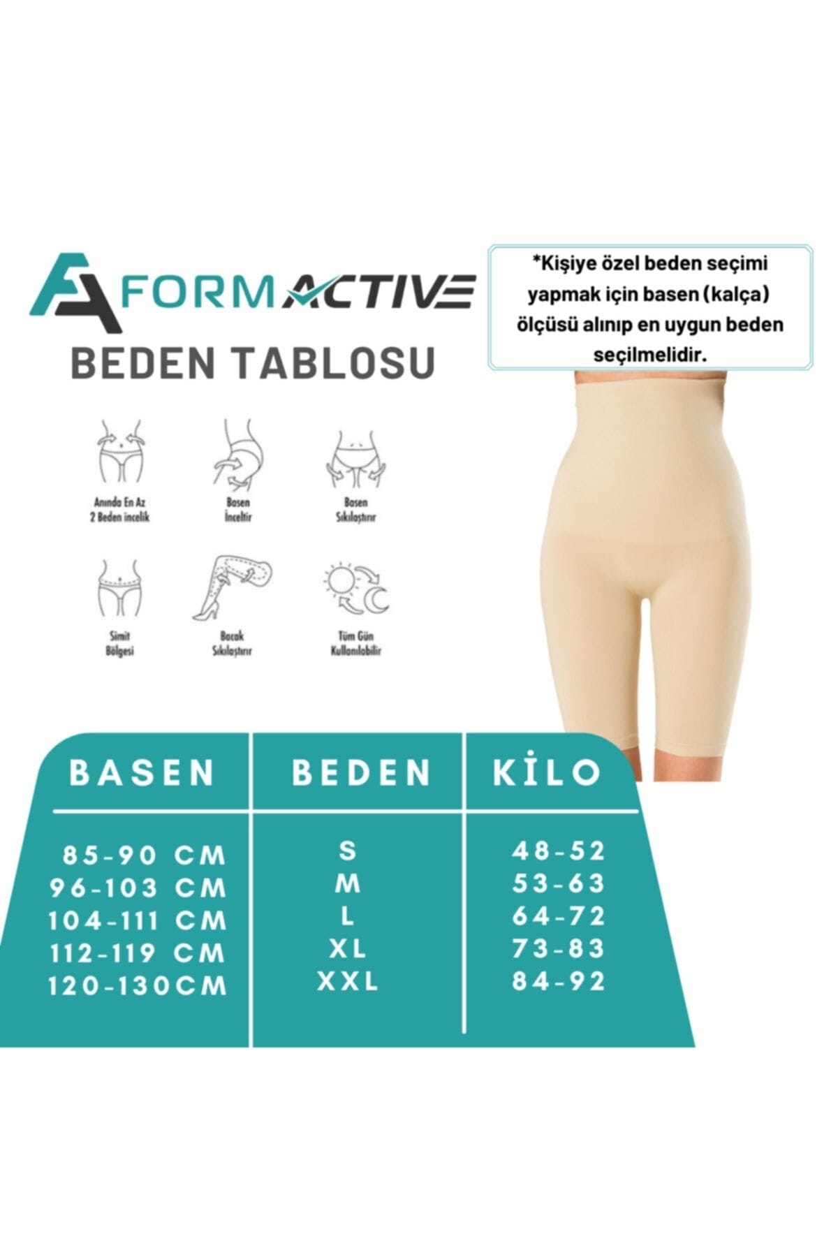 Uzun Paçalı Yüksek Bel Kadın Korse Bel ve Karın Destekli FormActive 1020 - Ten