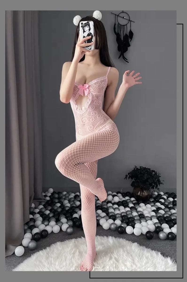 Pembe Özel Bölgesi Açık Fantazi Vücut Çorabı Vivaldy 4025 - Görsel