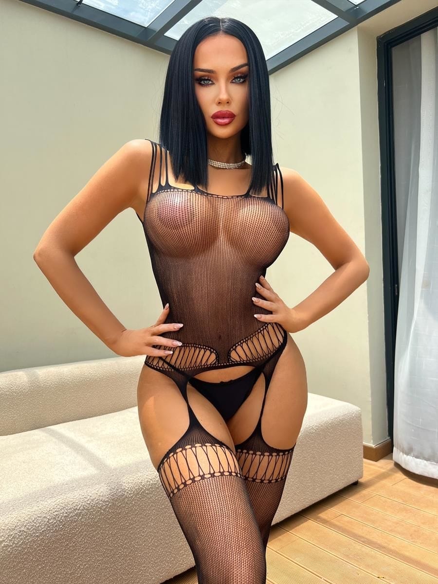 Transparan Siyah Jartiyer Görünümlü Vücut Çorabı Vivaldy 4080 - Görsel