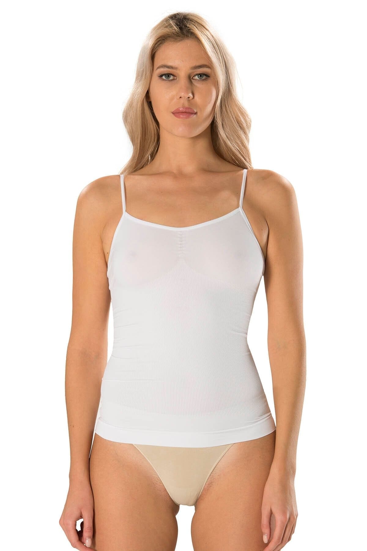 Vücuda Oturan İp Askılı Nefes Alan Atlet FormActive 2010 - Beyaz