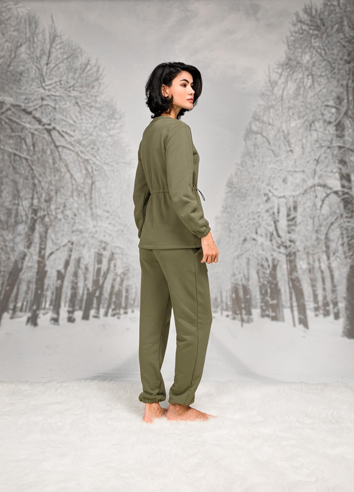 Yanları Büzgülü Fermuarlı Kadın Pijama Takımı Lila Doreanse 26K4090 - Yeşil