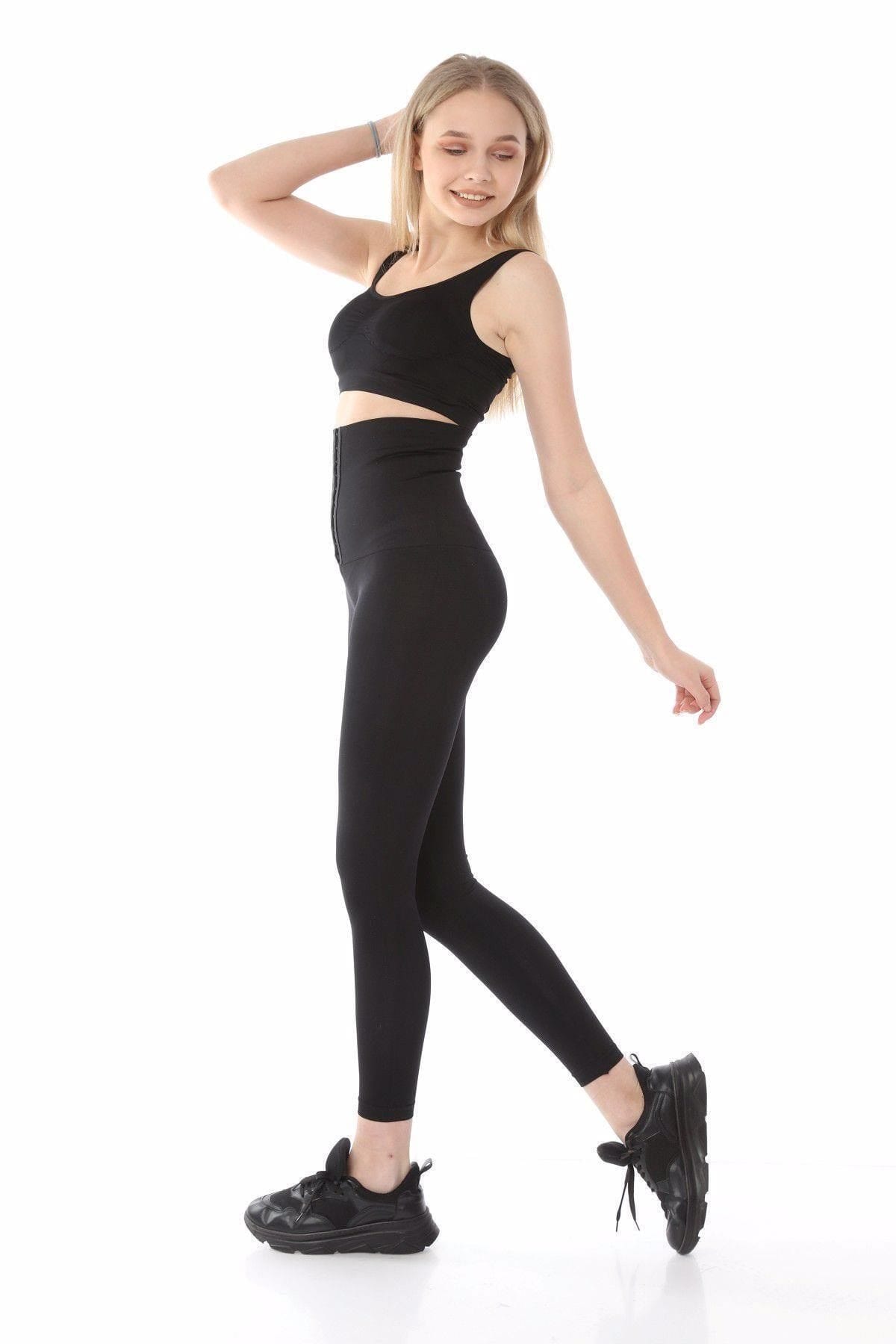 Yüksek Bel Agraflı Sıkılaştırıcı Korse Tayt FormActive 1452 - Siyah