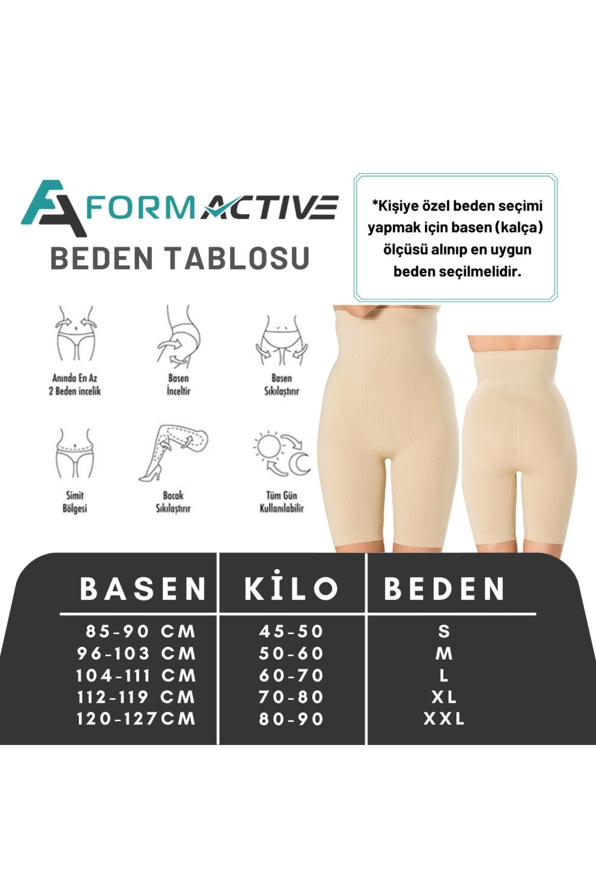 Yüksek Bel Kompresyonlu Korse FormActive 1005 - Ten