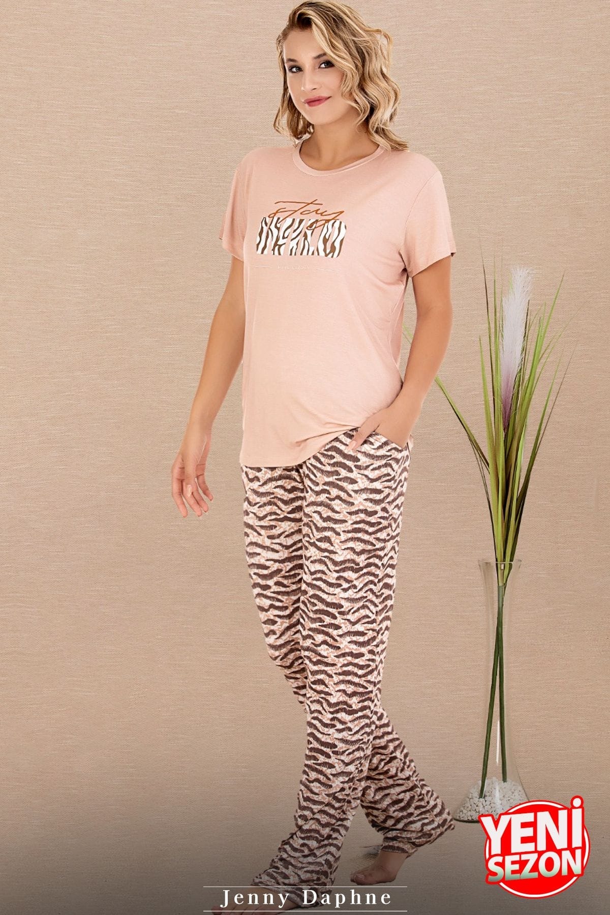 Lady Zebra Desenli Kısa Kollu Pijama Takımı Lady 12595 - Görsel 2