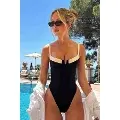 Balenli Tasarım V Yaka Mayo Mayokini Siyah Angelsin MS4383 Siyah