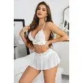 Dantel ve Tül Detaylı Seksi Fantezi Sütyen Etek Takım Venlisa V2702