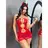 Kırmızı Lame Dekolteli Seksi Midi Elbise Jesica Bella JB-15012