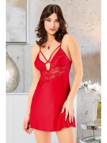 Göğüs Dekolteli Saten Kısa Kadın Gecelik Şık Tasarım Miss Laris 2072