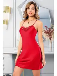 İnce Askılı Saten Kısa Kadın Gecelik Yumuşak Doku Miss Laris 2073