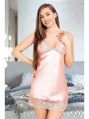 Saten İnce Askılı Kadın Gecelik Şık Tasarım Miss Laris 2085