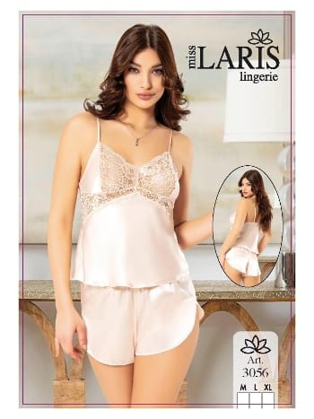Kalp Desenli İnce Askılı Mini Şort Pijama Takımı Miss Laris 3056