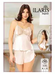 Kalp Desenli İnce Askılı Mini Şort Pijama Takımı Miss Laris 3056