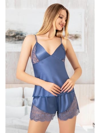 Dantelli İnce Askılı Saten Pijama Takımı Miss Laris 3078