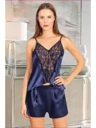 Asimetrik Kesim Saten Kadın Pijama Takımı Miss Laris 3097