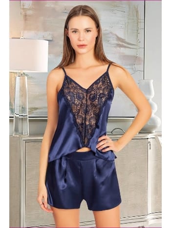 Asimetrik Kesim Saten Kadın Pijama Takımı Miss Laris 3097