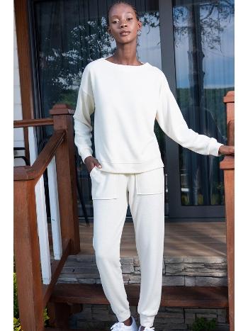 Geniş Cepli Ekru Uzun Kollu Kadın Pijama Takımı Vienetta 405057