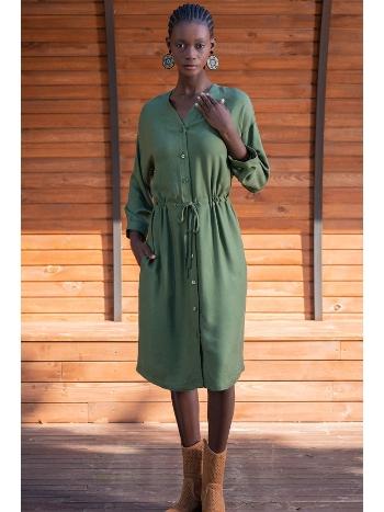 Büzgülü Bel Detayı Uzun Kollu Elbise Lila Vienetta 405100