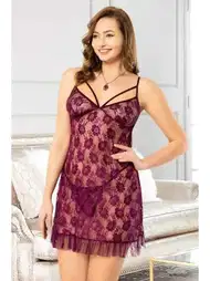 Şeffaf Dantel Tek Parça Gecelik Miss Laris 4411