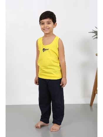 Erkek Çocuk Sıfır Kol Penye Pijama Takım Sarı Akbeniz 20439