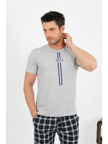 Erkek Pamuk Kısa Kol Pijama Takım Gri Akbeniz 6875