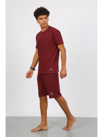 Bordo Pamuklu Alt Üst Kaprili Pijama Takım Bordo Akbeniz 6872