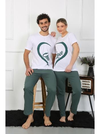 Pamuk Sevgili Kombini Erkek Pijama Takımı Beyaz Akbeniz 50127 