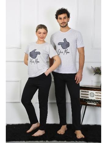 Pamuklu Sevgili Kombini Erkek Pijama Takımı Gri Akbeniz 50126 