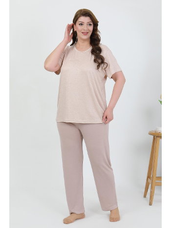 Büyük Beden Kısa Kollu Penye Kadın Pijama Takımı Akbeniz 202510